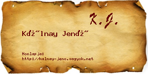 Kálnay Jenő névjegykártya